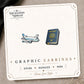 Airplane & Passport Graphic Stud Earrings on the tilted Enchanted Nomad Designs card