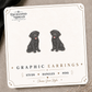 Black Labrador Puppy Stud Earrings on the tilted Enchanted Nomad Designs card
