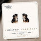 Black Tri Australian Shepherd Puppy Stud Earrings on the tilted Enchanted Nomad Designs card