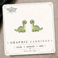 Brontosaurus Stud Earrings on the tilted Enchanted Nomad Designs card