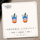 Colorful Soda Cup Earrings & Pins on the tilted Enchanted Nomad Designs card