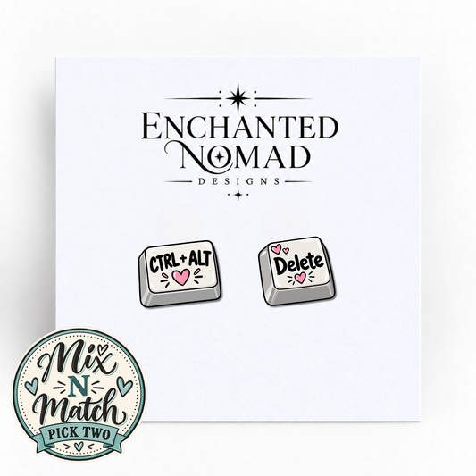 Ctrl Alt Delete Keyboard graphic earrings