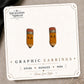 Cute Pencil Stud Earrings on the tilted Enchanted Nomad Designs card