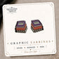 Cute Stack of Books Stud Earrings on the tilted Enchanted Nomad Designs card