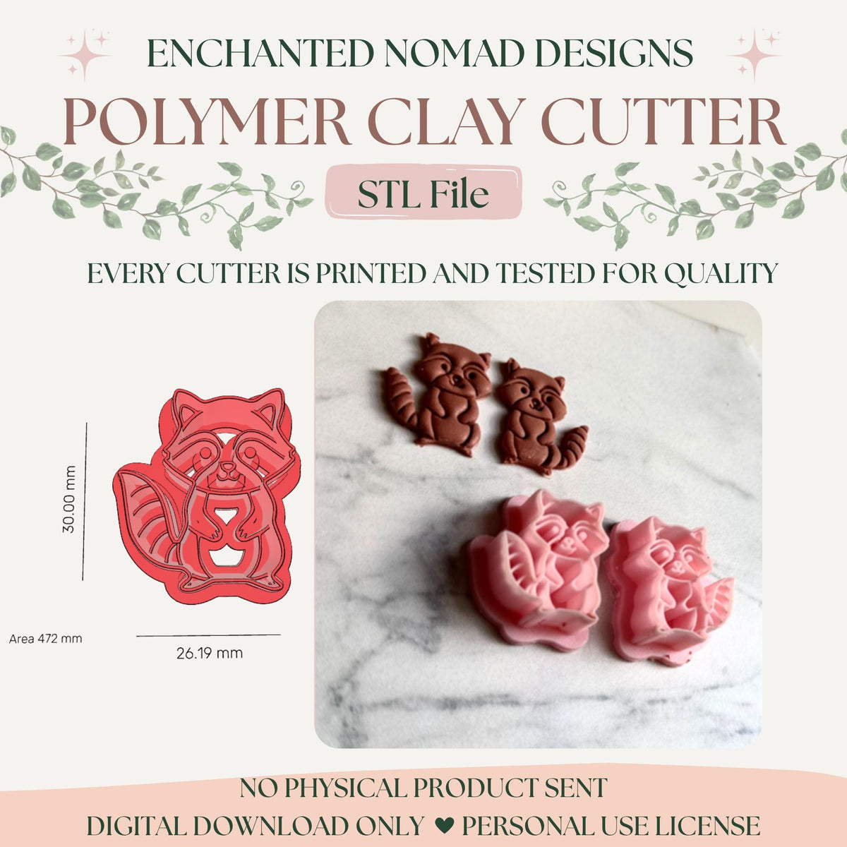 Raccoon Clay Cutter STL — 30 mm Mirror Set preview 2