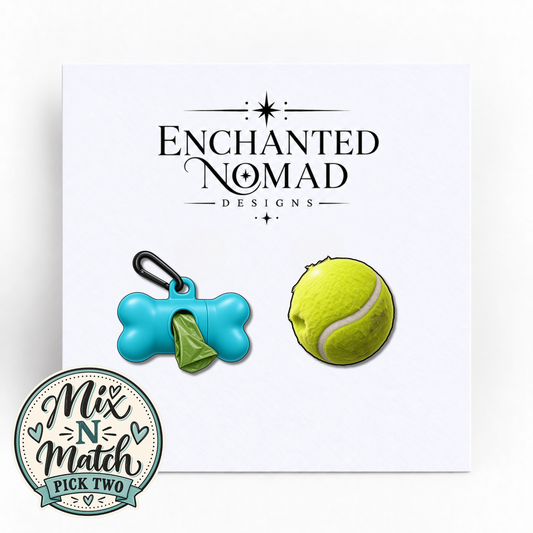 Dog Bag Dispenser and Tennis Ball graphic earrings