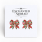 Festive Poinsettia and Tree Christmas Bow graphic earrings