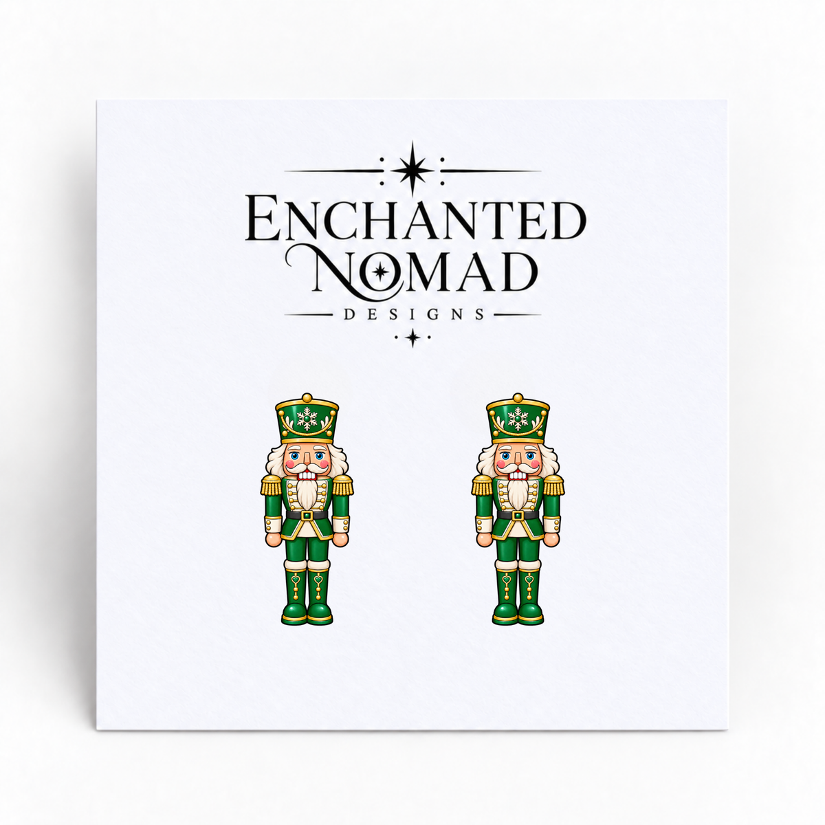 Green Nutcracker Christmas earrings