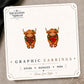 Highland Cow Christmas Wreath Stud Earrings on the tilted Enchanted Nomad Designs card