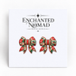 Holly and Tartan Christmas Bow graphic earrings