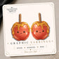 Caramel Apple Stud Earrings on a branded display card
