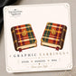 Autumn Plaid Book Earrings & Pins on original display card