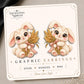 Fall Bunny with Wheat Bouquet Earrings & Pins on original display card