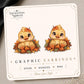 Fall Duckling in Autumn Leaves Earrings & Pins on original display card