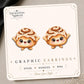 Cinnamon Roll Earrings & Pins on original display card
