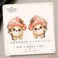 Pink Mushroom Earrings & Pins on original display card
