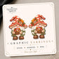 Mushroom Gnome Earrings & Pins on original display card