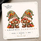 Apple Picking Gnome Earrings & Pins on original display card