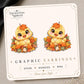 Fall Duckling with Maple Leaf Earrings & Pins on original display card