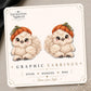 Pumpkin Owl Earrings & Pins on original display card