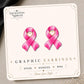 Pink Ribbon Angel Wings Earrings & Pins on original display card