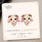 Pink Ribbon Goat Earrings & Pins on original display card