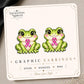 Pink Ribbon Frog Earrings & Pins on original display card