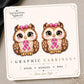 Pink Ribbon Owl Earrings & Pins on original display card
