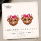 Pink Ribbon Highland Cow Earrings & Pins on original display card