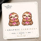 Pink Ribbon Sloth Earrings & Pins on original display card