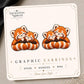 Cuddling Red Panda Earrings & Pins on original display card