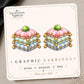 Pastel Pillow Stack Earrings & Pins on a display card