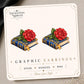 Red Rose Book Earrings & Pins on original display card