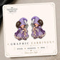 Purple Celestial Gnome Earrings & Pins on original display card