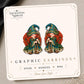 Celtic Archer Gnome Earrings & Pins on original display card