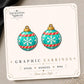 Teal Snowflake Ornament Earrings & Pins on original display card