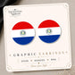 Paraguay Flag Earrings & Pins on original display card