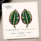 Rubber Plant Leaf Earrings & Pins on original display card