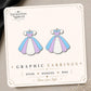 Blue Lavender Princess Dress Earrings & Pins on a display card
