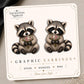 Floral Raccoon earrings on a tilted Enchanted Nomad Designs card