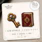 Book and Key Earrings on original display card