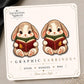 Bunny Reader Earrings & Pins on original display card