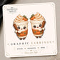 Pumpkin Spice Latte Earrings & Pins on original display card