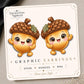 Kawaii Acorn Earrings & Pins on original display card