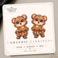 Bear with Pumpkin Pie Earrings & Pins on original display card