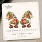 Apple Basket Gnome with White Beard Earrings & Pins on original display card