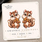 Fall Squirrel with Acorn Earrings & Pins on original display card