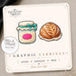 Sourdough Starter and Bread Earrings & Pins on a display card