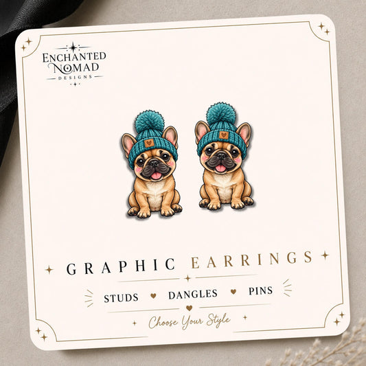Beanie French Bulldog Earrings & Pins