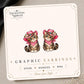 Pink Cowboy Hat Kitten Earrings & Pins